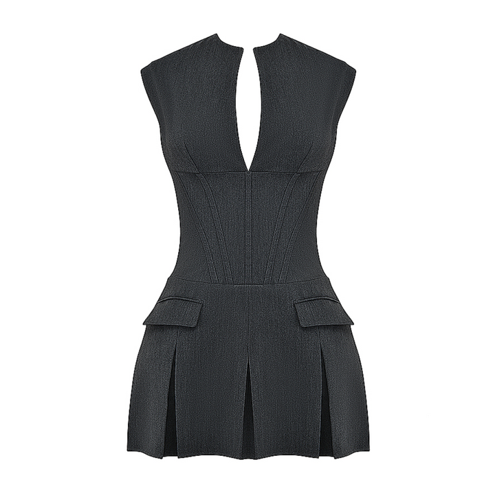 Velina - Solid Corset Pleated Mini Dress