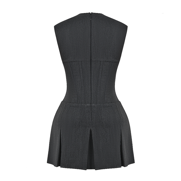 Velina - Solid Corset Pleated Mini Dress