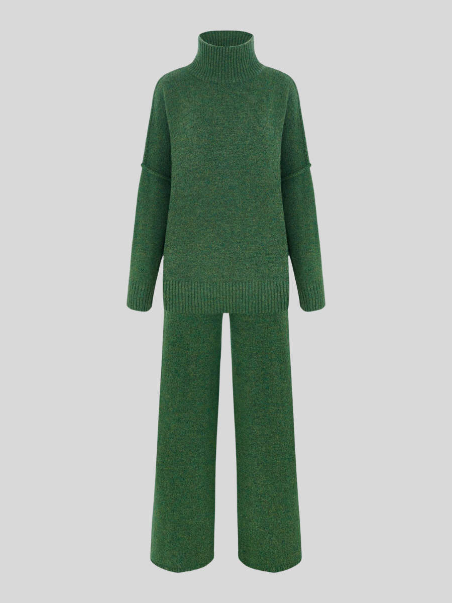 Aryndel - Oversized Turtle-Neck Knitted Two-Piece Set