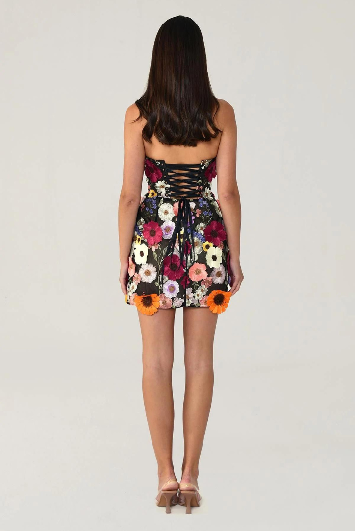 Arinze - Floral Detail Corset Mesh Mini Dress