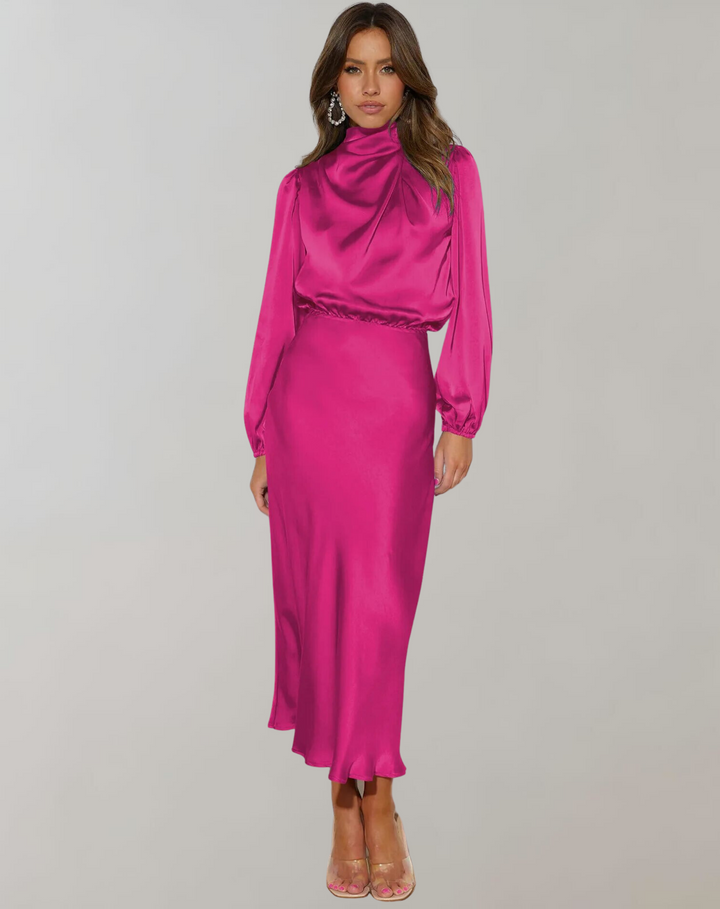 Bella - Long-Sleeved Satin Dress