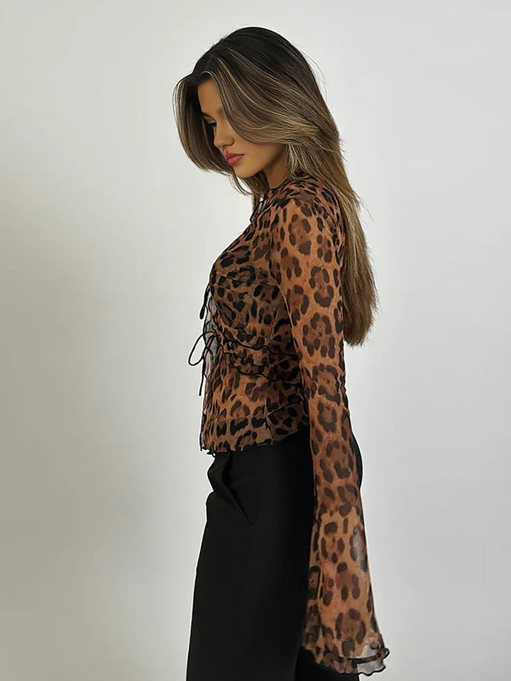 Zephyr - Leopard Print Knot Top