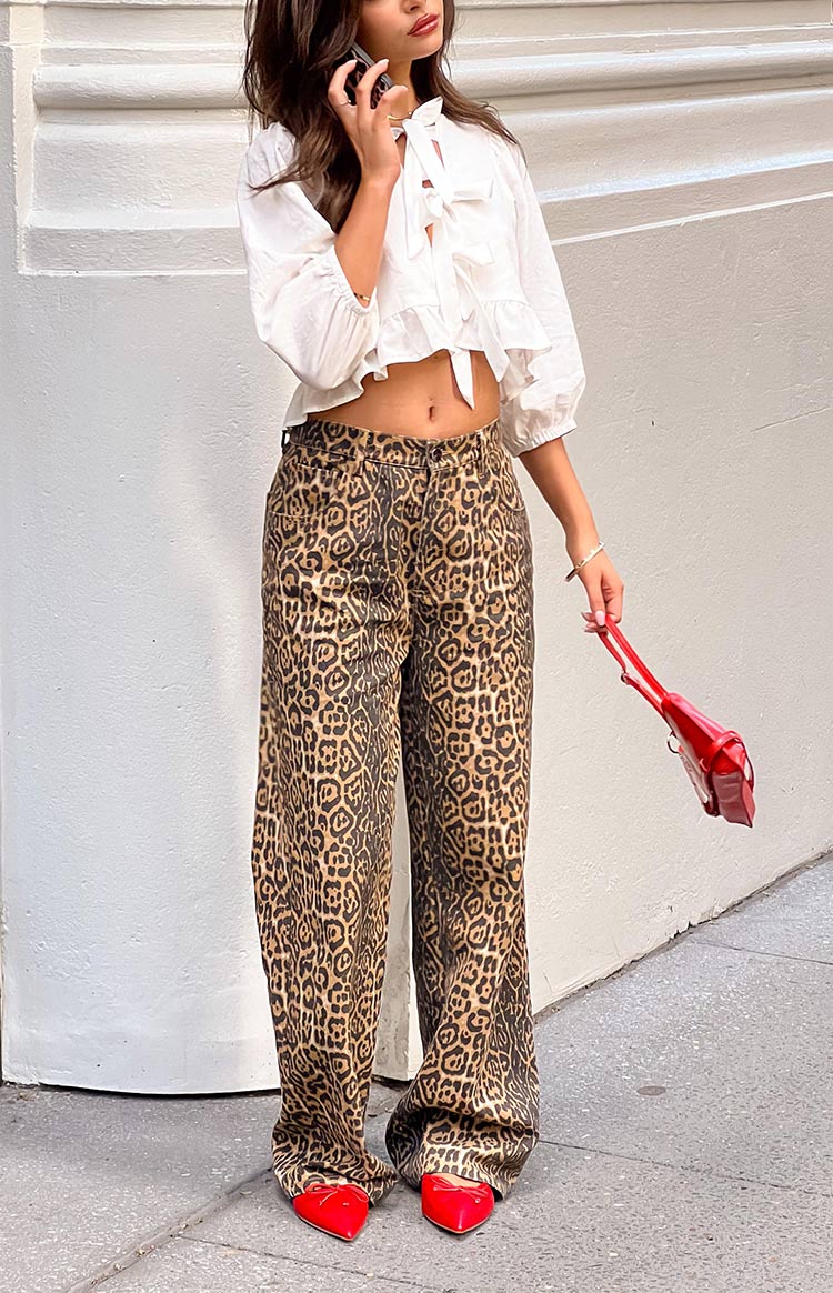 Serena - Leopard Print Straight Fit Jeans