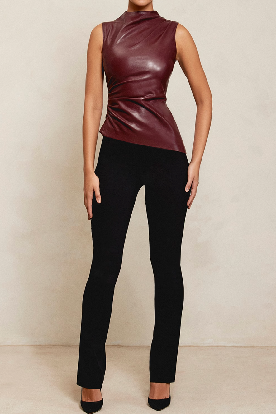 Solira - Luxe Slim-fit Leather Top