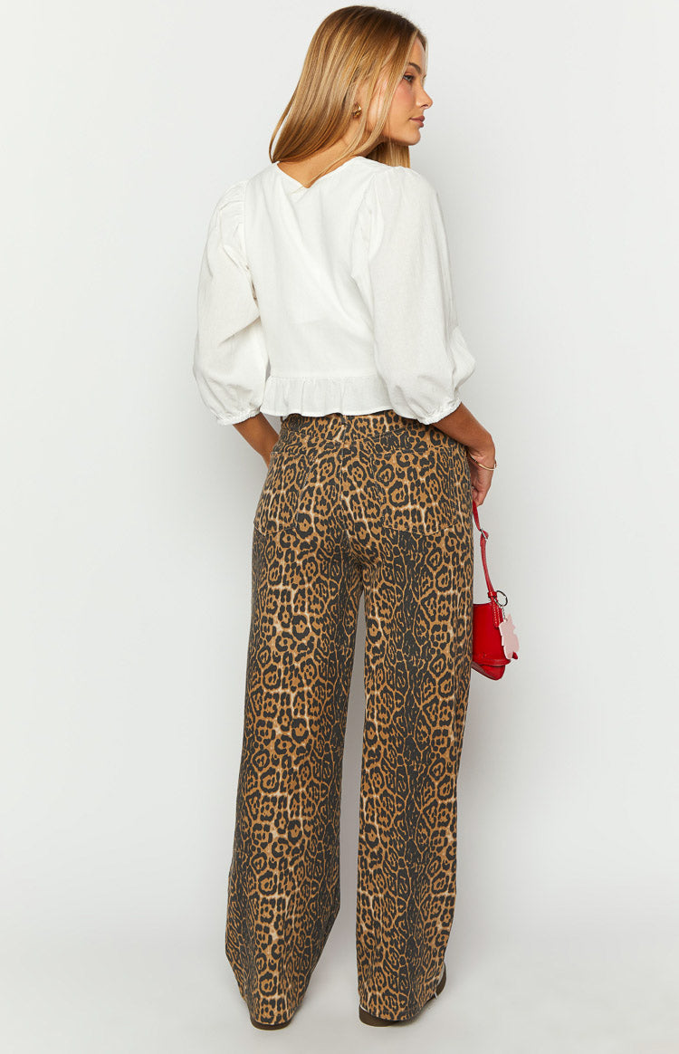 Serena - Leopard Print Straight Fit Jeans